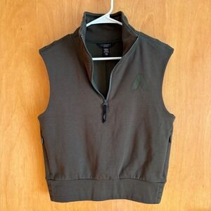 Athleta Allyson Felix Quarter Zip Sleeveless Cropped Sweatshirt Vest Green XXS